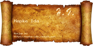 Hepke Ida névjegykártya